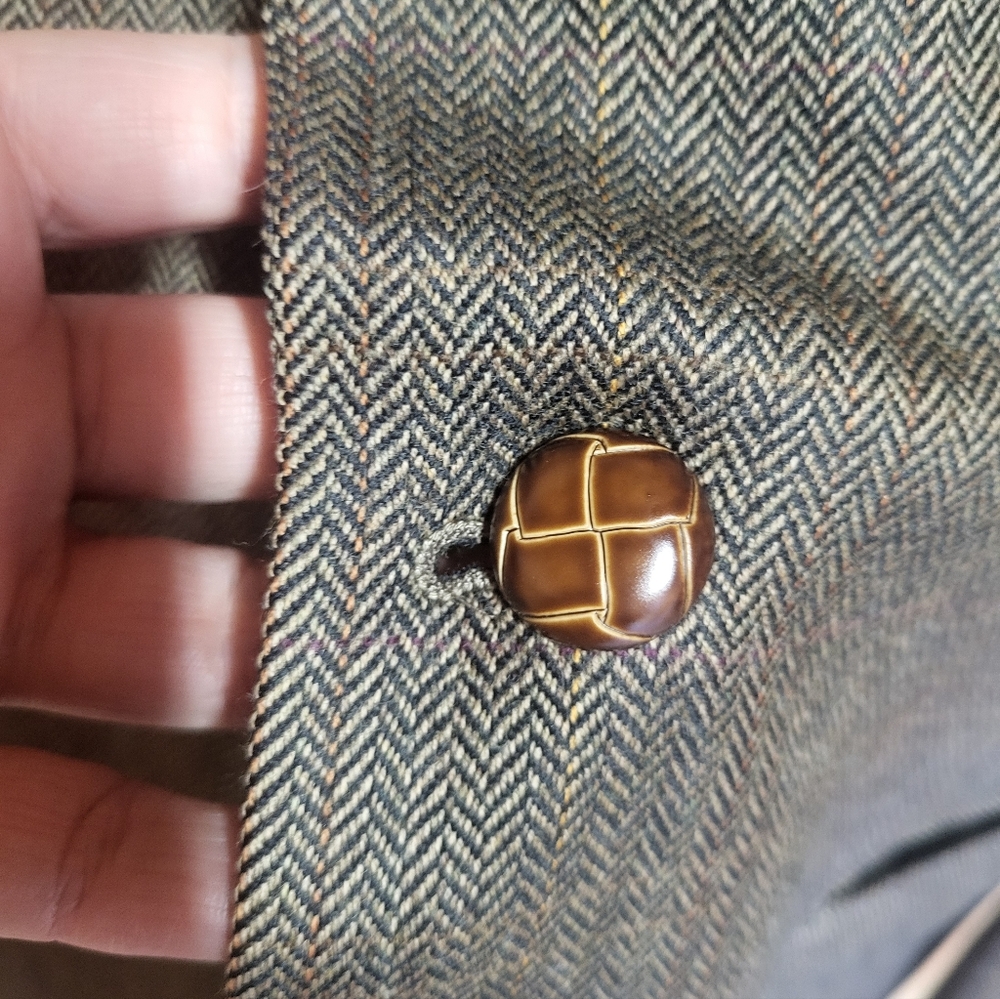 Lauren Ralph Lauren Herringbone Tweed Brown 100% Lambs Wool Mens Suit Blazer 40L - Picture 6 of 12